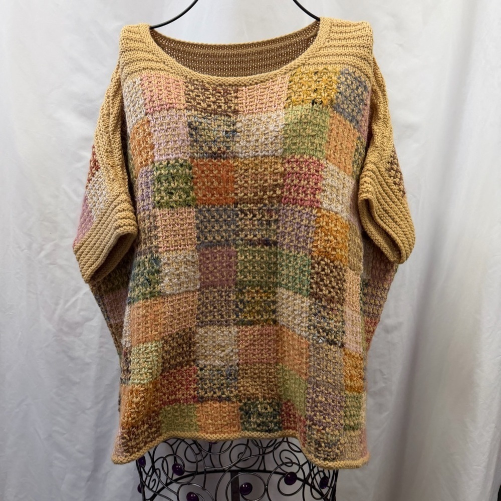 Hand Knit yellow square boxy sweater